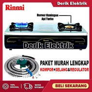 KOMPOR GAS RINNAI 2 TUNGKU RI 712 A / KOMPOR GAS RINAI / KOMPOR TURBO STAINLESS JUMBO 2 TUNGKU / KOMPOR GAS 2 TUNGKU MURAH PROMO CUCI GUDANG 1 SET PLUS SELANG REGULATOR