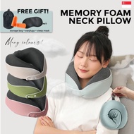 【SG + FREE GIFT!】U-shaped Memory Foam Neck Pillow Travel Pillow Neck Support Airplane Office Nap Pillow
