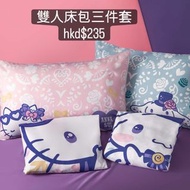 ANNA SUI X三麗鷗 Sanrio 聯名 玉桂狗 Hello kitty 雙人床包三件套