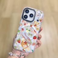 Cute Strawberries Duffy Bear Wireless Magnetic Charging Color Case Compatible For IPhone 17 Pro Max 