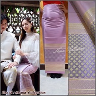 ผ้าไหมการบินสีกลีบบัว รุ่นคุณโฟร์ใส่ สวยมาก ผ้าพื้นสีเทาทอชมพูลายเชิงผ้าถุงสีกลีบบัว(เทาทอชมพู)รุ่นคุณโฟร์ใส่ ผ้าถุงผ้าไทย สวยทุกแบบ ผ้าไทยเซเล็ปใส่