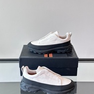 Zegna Men's Casual Shoes Suede Velvet Sneakers Fashion Thick-Soled All-Match Elastic Band Pedal Lazy