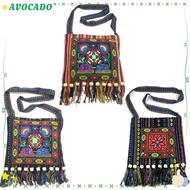 AVOCADD Women Shoulder Bag, Tassels Hmong Tribal Ethnic Message Bag, Embroidery Tapestry Vintage Fas