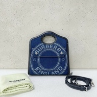 Burberry 丹寧Pocket牛仔印花藍色口袋包 郵差包肩背包