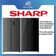 SHARP SJ-SS60E-DS | SG-SS60G-BK 599L DARK SILVER/BLACK GLASS SIDE BY SIDE REFRIGERATOR