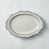 日本美濃燒 - 古典花邊橢圓大盤 - 乳白 (24.5 cm)