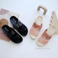 Imported Two-Tone Slip-On Strap Sandals Transparent Buckle Sandals Latest Women's flat Sandals HY-99