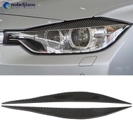 NOBELJIAOO 2Pcs Carbon Fiber Headlight Eyebrows Cover Eyelid For BMW 3 Series F30 320li 2013-2019 B6