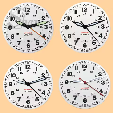 High-quality 29mm White Pilot's Watch Dial with Green Luminescence Is Suitable for the NH35 NH36 ETA