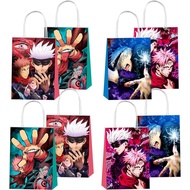 Mzeyapo 12pcs Untuk Hiasan Parti Hari Lahir Jujutsu Manga Kaisen, Beg Kertas 4 Corak, Beg Goodie Gul