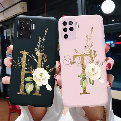 Phone Cases For OPPO A94 F19 Pro Reno 5 Lite Silicone Back Soft Case Cute Letters Cover Shockproof B