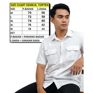 TOPTEN Kemeja Pria Polos Workshirt Lengan Pendek Saku Dua Warna Putih
