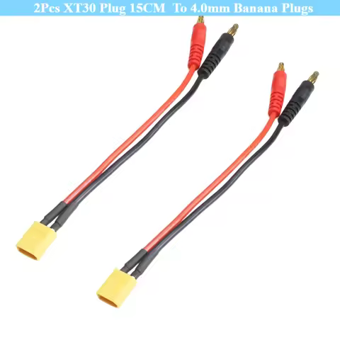2Pcs Adapter XT30 Plug 15CM Charge Lead To 4.0mm Banana Plugs Charge Cable Silicone Wire 16AWG for L