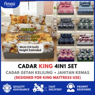 Cadar King 4in1 Bed Sheet King Cadar Tilam King Bedsheet Getah Keliling Sarung Tilam Cadar Murah 床单
