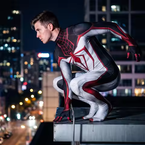 Adults PS5 Miles Morales Spider Cosplay Costume Zentai Bodysuit Peter Parker Superhero Jumpsuit Hall