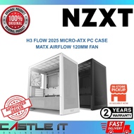 NZXT H3 Flow 2025 Micro-ATX PC Case mATX Airflow 120mm Fan Black White