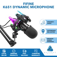 Fifine K651 USB Dynamic Microphone with RGB Shock Mount & Touch-Sensitive Mute Button for Gaming/Str