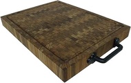 Premium End Grain Butcher Block Cutting Board 60 X 45 X 6 Cm, Made Of Premium Teak Wood, Reversible, Cast Iron Handles, Conditioned With Beeswax