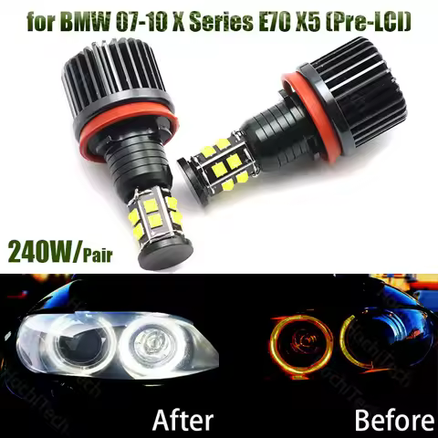 120W 6000K white H8 LED Angel Eyes Led Marker Lights for BMW 2007-2010 X Series E70 X5 (Pre-LCI)