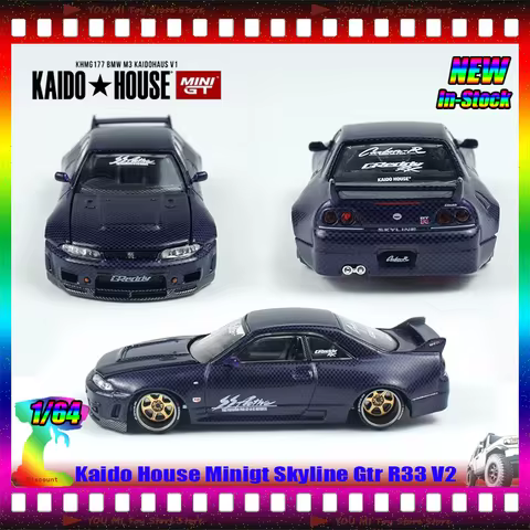 New Kaido House Mini Gt 1:64 Scale Skyline Gtr R33 V2 Alloy Die-Cast Car Model Customized Toys Gift 