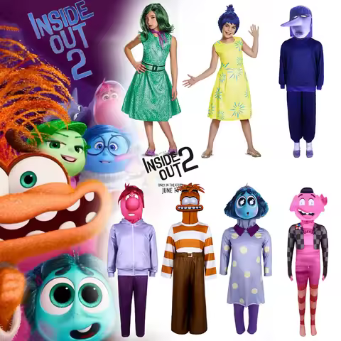 Inside Out 2 Cosplay Anime Cartoon Character Joy Anxiety Costume For Adult Kids Halloween Dance wear