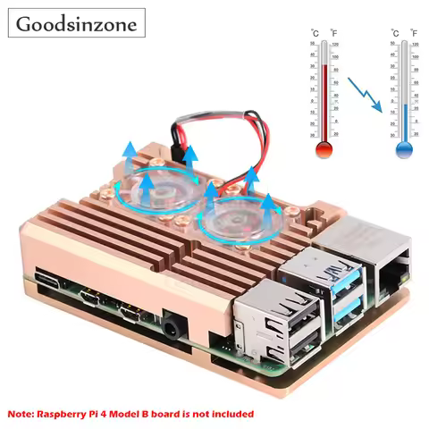 Raspberry Pi 4 Case with Fan Kit, Metal Aluminium Case, Dual Fan ,Passive Cooling Shell for Raspberr