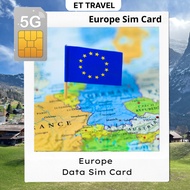 【EU 45】Europe Sim Card (Daily) Unlimited Data Roaming Sim Card | Daily 1GB-3GB | ET Travel Sim Card