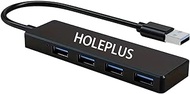HOLEPLUS 4-Port USB 3.0 Hub, Ultra-Slim Data USB Hub with 2 ft Extended Cable, for MacBook, Mac Pro, Mac Mini, iMac, Surface Pro, XPS, PC, Flash Drive, Mobile HDD (HL_USBHUB001A_0007)