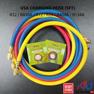 USA Refrigerant Charging Hose (R410A / R32 / R12 / R22 / R404A / R134A) 5ft/60"