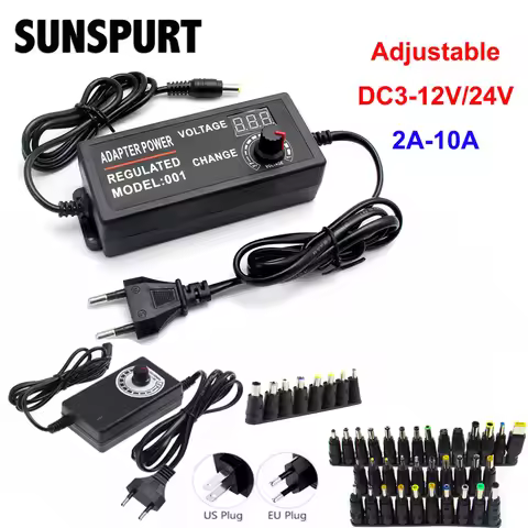 Adjustable AC To DC Power Supply 3V 5V 9V 12V 15V 18V 24V 1A 2A 5A 10A Power Supply Adapter Universa