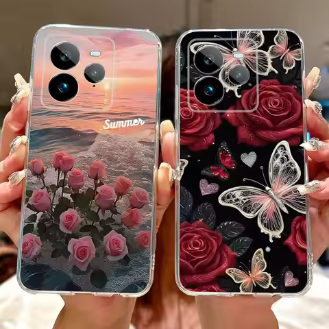 For Realme GT 7 Pro GT7 7T Elegant Floral Butterfly Phone Case For Realme GT7T 7 7Pro 5G Soft Silico
