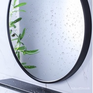 Nordic Aluminum Alloy Bathroom Mirror round Mirror with Shelf Self-Adhesive Toilet Toilet Cosmetic Mirror Punch-Free Mir