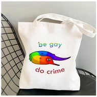 Be Gay Do Crime Worm Mask Women Shoulder Bags Kawaii Lovely Cute Shopper Shopping Canvas Bag Shoulde