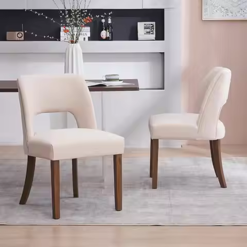 Wooden Dining Chairs Set of 2, Modern Fabric Upholstered Dining Room Chair Kitchen Chairs, Farmhouse