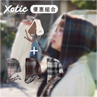 【福袋】格紋連帽頭巾 保暖優惠組 + 仿羔羊絨雙面耳罩
