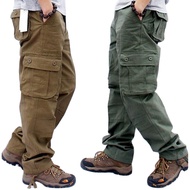 Fashion Men's Cargo Pants Military Pockets Tactical Pants Mens Outwear Straight Slacks Long Trousers