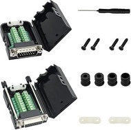 DAOKI 2PCS DB15 D-SUB Connector 15Pin Male and Female 2 Row Terminals Adapter Breakout PCB Board for