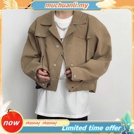 XMAN S-5XL Men's Fashion Crop Tops Long Sleeves Solid Color Suit Jacket