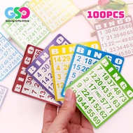 100Pcs Bingo Cards Complete Large Bingo Cards 5 Colors Bingo Set