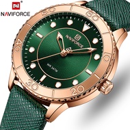 NAVIFORCE Ladies Watch Top Brand Simple 3 Pin Luminous Leather Strap Classic Waterproof Clock Luxury Quartz Elegant Ladies Watch