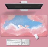 Pink Desk Mat, Whale Large Desk Mat, Kawaii Desk Mat, Gaming Desk Mat, Art Mouse Pad, Desk Accessories, Custom Desk Pad, Fantasy Desk Mat