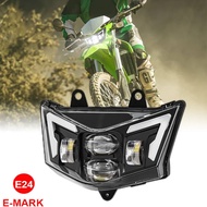E24 LED Headlight DRL Dirt Bike Projector Headlamp For Kawasaki KLX 125 2010-2017 KLX 450R 2008-2023