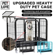 Pet Cage Heavy Duty Cage Square Tube Dog Cage Indoor 4 Wheels Large Metal Stainless Dog Cage with Poop Tray Dog House
