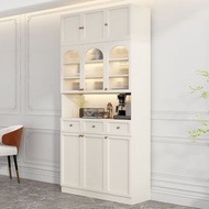 實木餐邊櫃 白色奶油風客廳廚房收納柜儲物櫃多功能柜