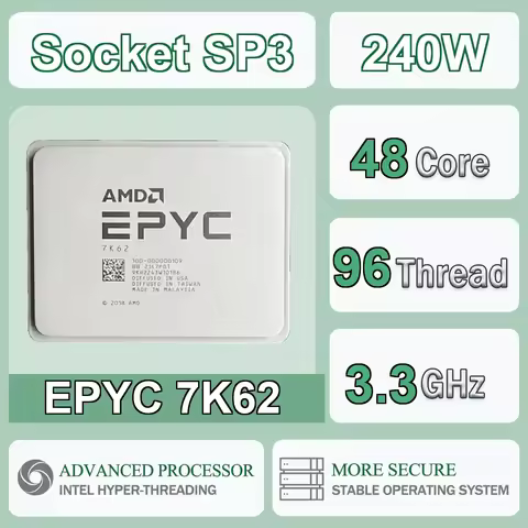 AMD EPYC 7K62 48-Core 96-Thread 7NM 2.6Hz/3.3GHz L3=192MB 240W CPU Gaming Processor Socket SP3 DDR4