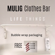 IKEA MULIG Adjustable Clothes bar, Palang penyidai pakaian, Besi gantung baju, Sangkut baju, 60-90cm