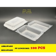 HENG HENG -CHEAPEST PP LUCNCH BOX  ABBAWARE KOTAK NASI MEGA ABBA 100PCS MICROVEABLE  KOTAK NASI MURAH TAHAN PANAS