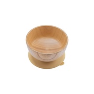 Baby Feeding Bowl Set Wooden Bowl & Spoon Set Suction Cup Dishes Tableware Children Baby Plate Child