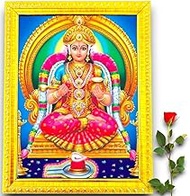Indianstore4all Goddess Annapurna Devi (7 X 9 INCH) Annapoorani Mata Maa Wall Painting Framed Home D