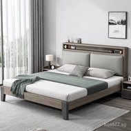 Soft Bed Rental Room1.2m Solid Wood Bed Single Bed Frame Bedroom Storage Bed for Small Apartments1.8